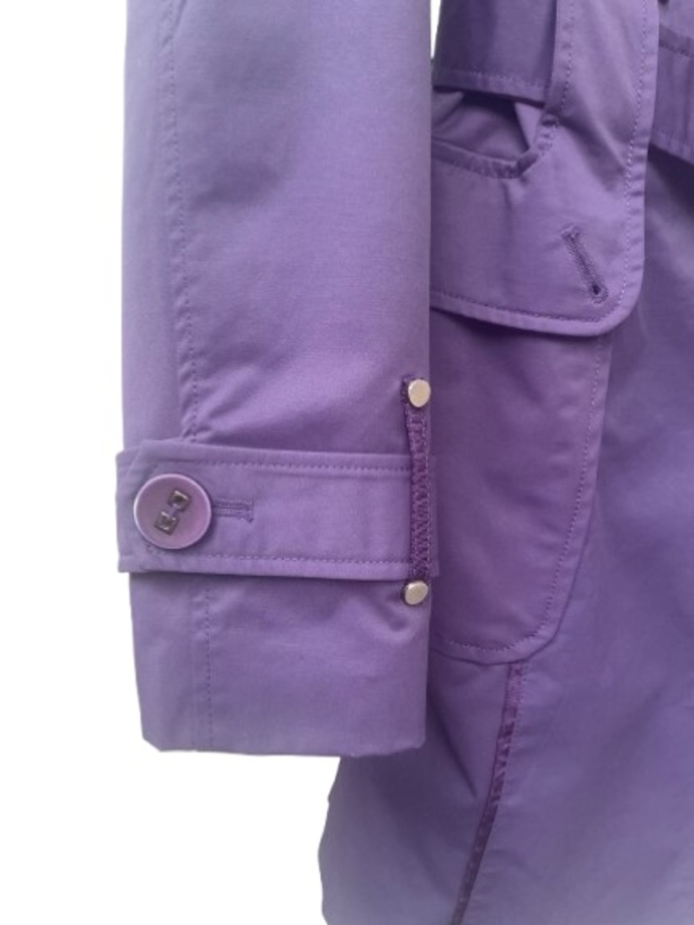 2XPOSE Purple Belted Trench Coat Jacket Medium Statement Buttons Mid-Length - Picture 5 of 11